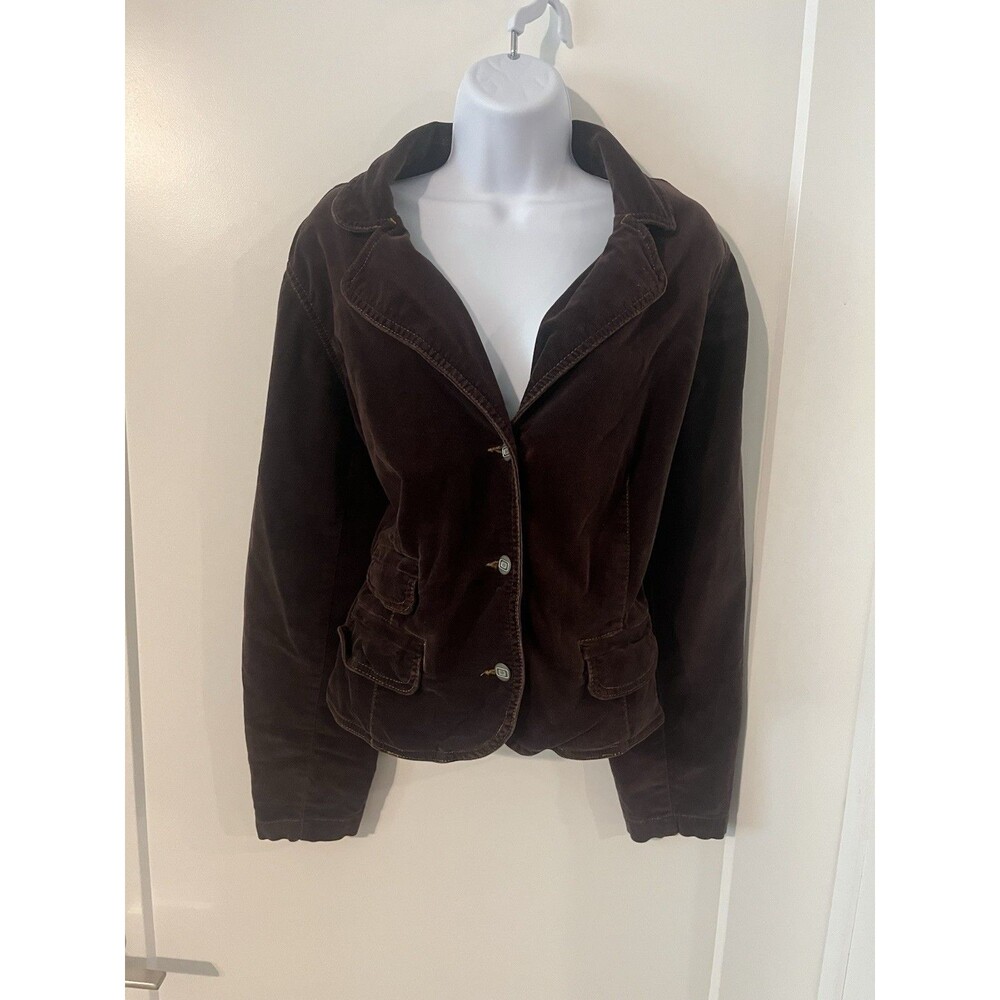 Bandolino Blu Vintage Brown Velvety Blazer Jacket Fitted Dark Academia L